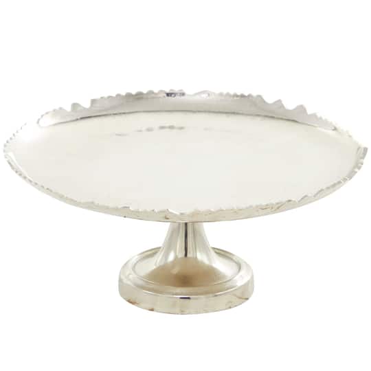CosmoLiving by Cosmopolitan 13&#x22; Silver Aluminum Cake Stand